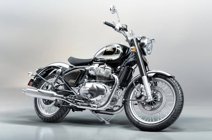 Royal Enfield Classic 650 chrome colour front right static in studio