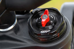 The 390 Duke features adjustable suspension at both ends. 