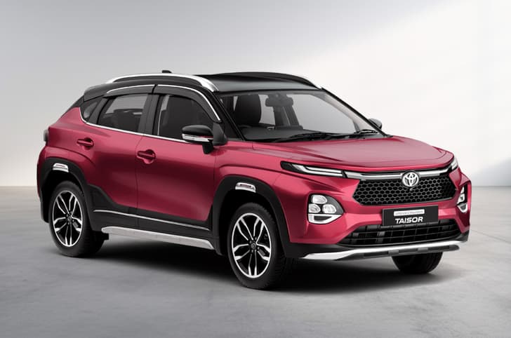 Toyota Taisor sportin red with black roof dual tone exterior colour