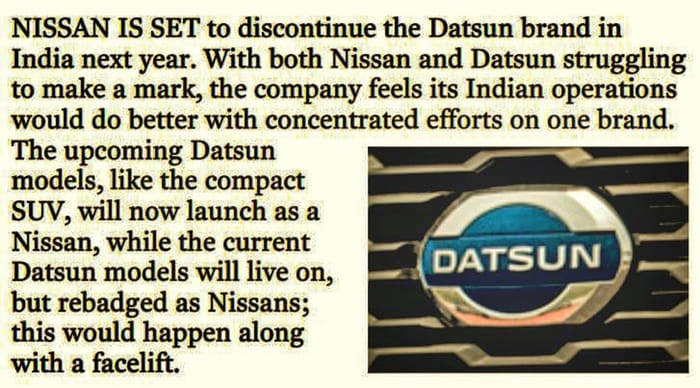 Nissan set to phase out Datsun brand