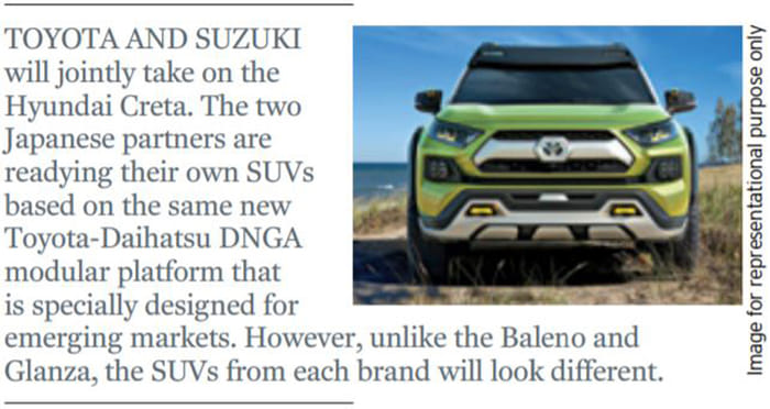 Raize SUV likely to spawn Toyota and Maruti’s Creta rival