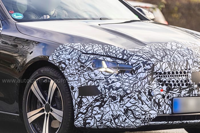 2025 Mercedes C-Class facelift spied headlight and alloy wheels