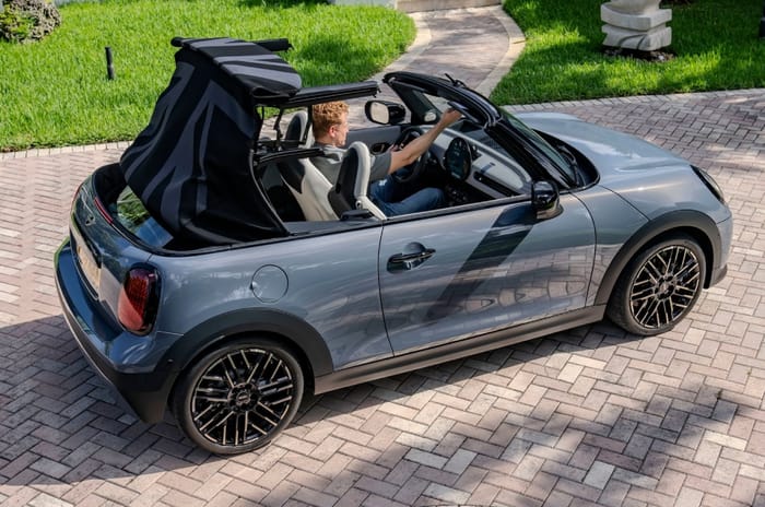 2025 Mini Convertible Cooper S rear right-side roof coming down