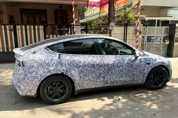 Tesla Model Y facelift spied testing in India
