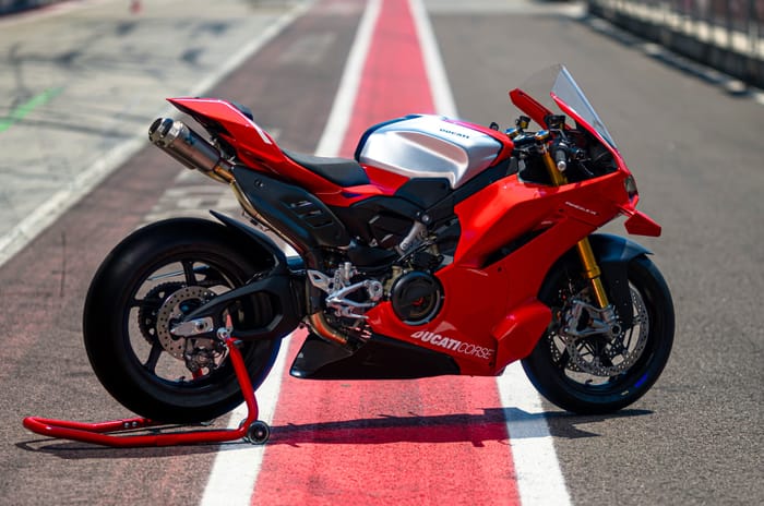 Ducati Panigale V4 R right rear static on track Ducati Panigale V4 R right rear static on track