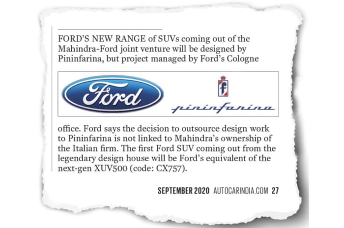 New Ford SUVs for India to be designed by Pininfarina