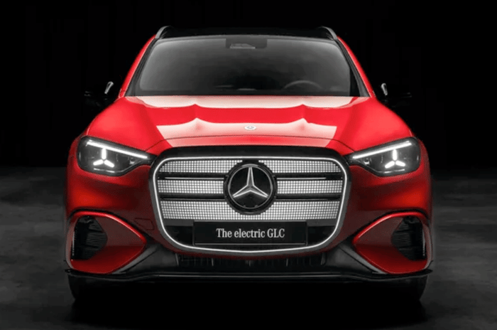 Electric Mercedes GLC in red colour