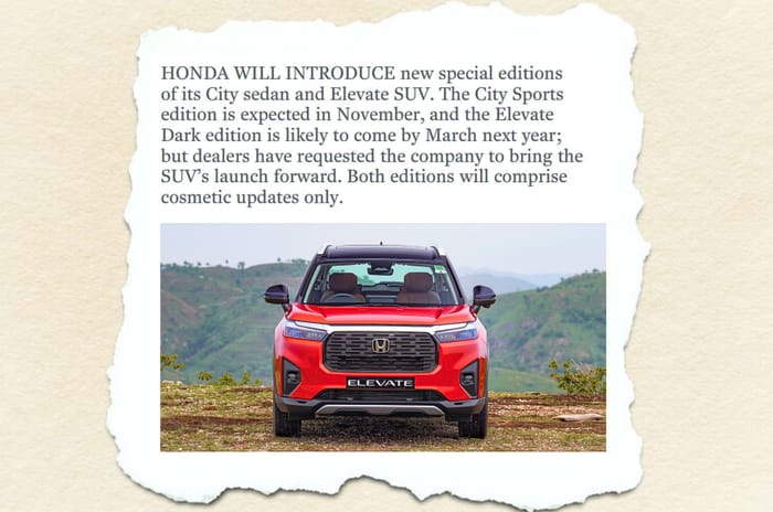 Honda Elevate Dark, City Sports confidential