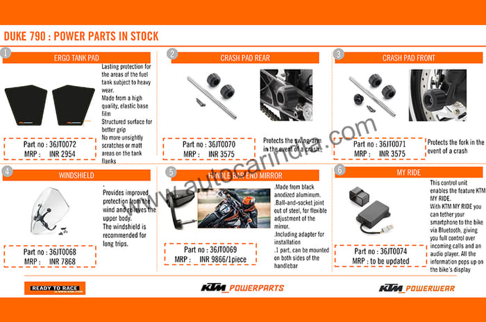 KTM 790 Duke accessory list revealed
