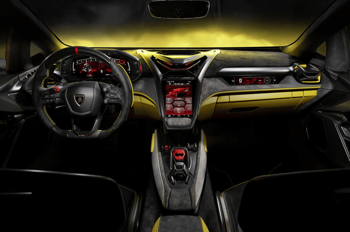 Lamborghini Fenomeno interior shows screens and steering wheel