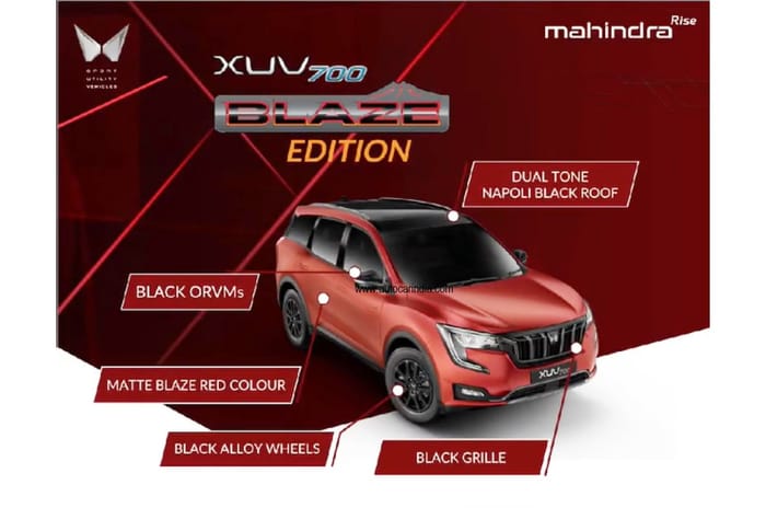Mahindra XUV700 Blaze Edition priced from Rs 24.24 lakh
