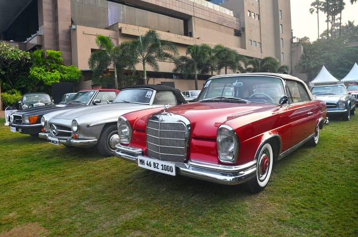 Mercedes Benz Classic Car Rally S Class on display