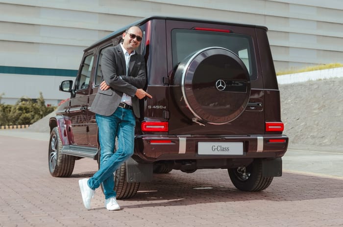 Mercedes G 450d rear with Mercedes India MD Santosh Iyer