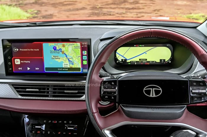 Tata Curvv infotainment and digital instrument cluster with maps
