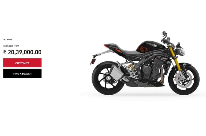 Triumph Speed Triple 1200 RS website pricing