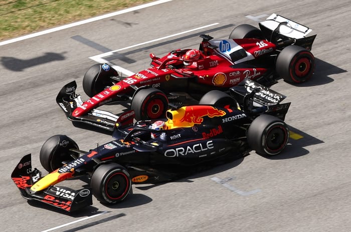 Verstappen, Leclerc 2025 F1 Spanish GP
