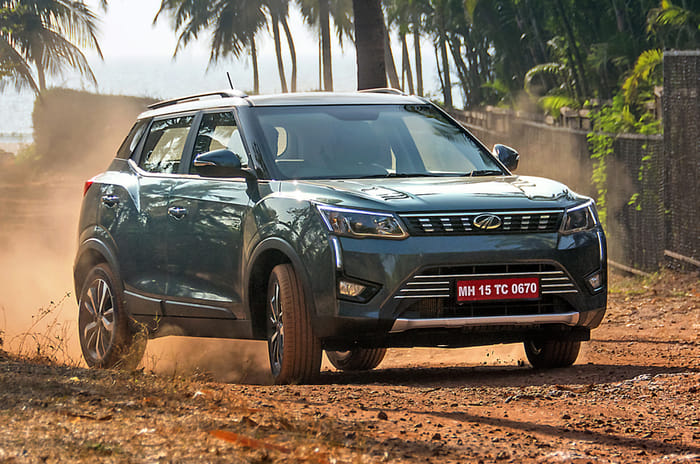 2019 Mahindra XUV300 front action blue