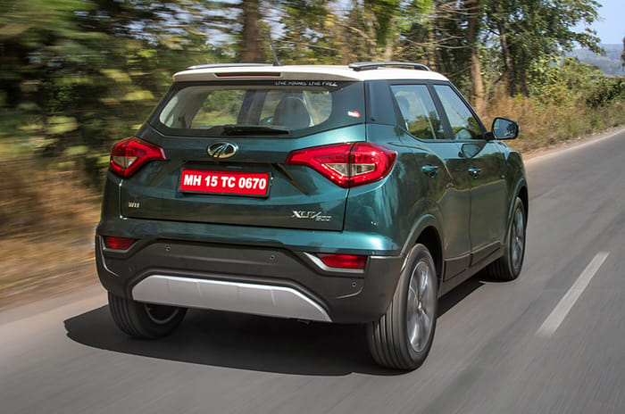 2019 Mahindra XUV300 rear action blue