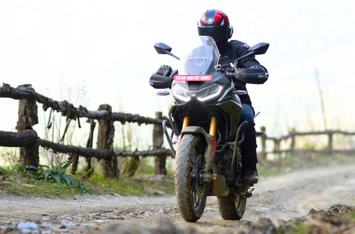 TVS Apache RTX 300 front riding shot off road TVS Apache RTX 300 front riding shot off road