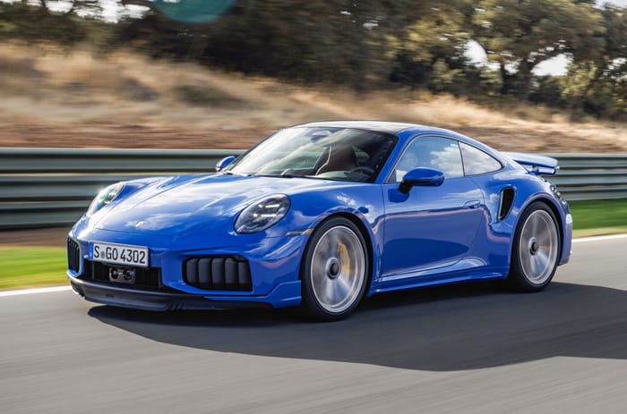 2025 Porsche 91 Turbo S front right side on track action