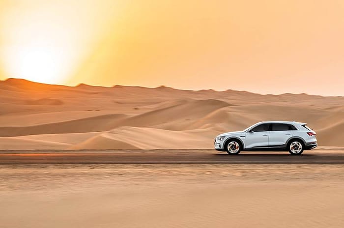 Audi e-tron review side action