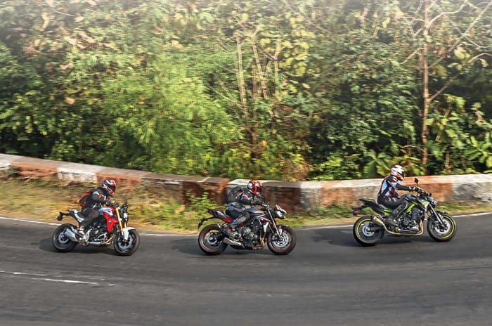 BMW F 900 R vs Triumph Street Triple R vs Kawasaki Z900 comparison