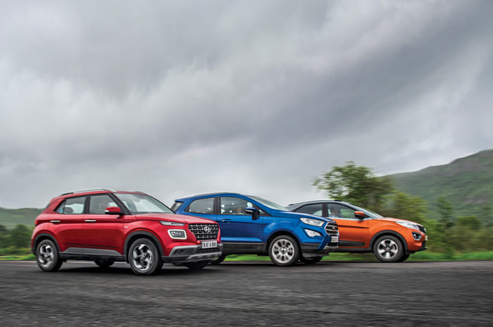 Hyundai Venue vs Ford EcoSport vs Tata Nexon petrol AT comparison