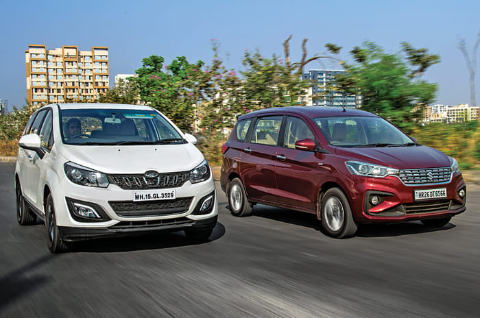 Mahindra Marazzo vs Maruti Suzuki Ertiga front action
