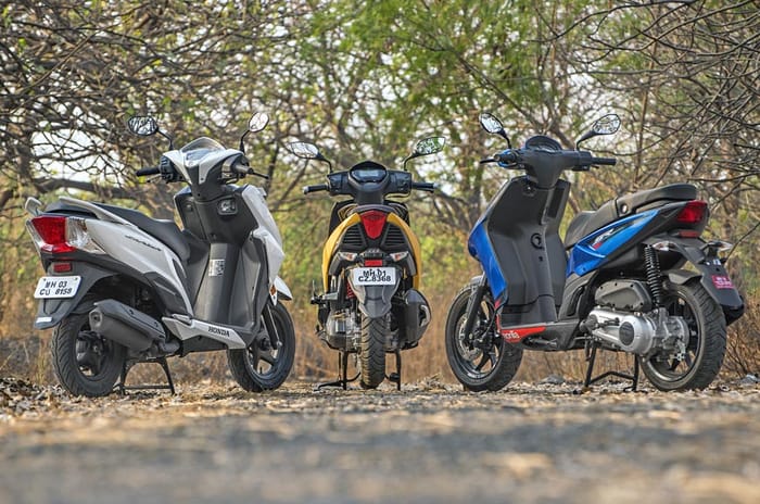 TVS Ntorq vs Aprilia SR 125 vs Honda Grazia comparison