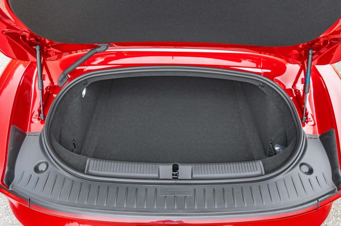 MG cyberster track review autocar india MG cyberster boot shot showing storage space