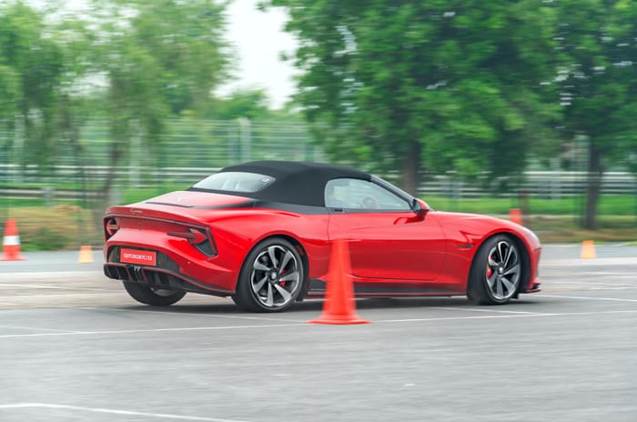 MG cyberster track review autocar india