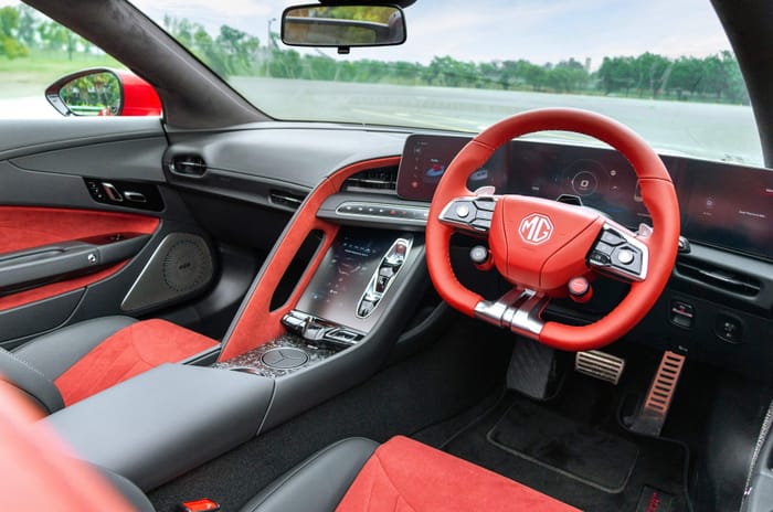 MG cyberster track review autocar india MG cyberster interior