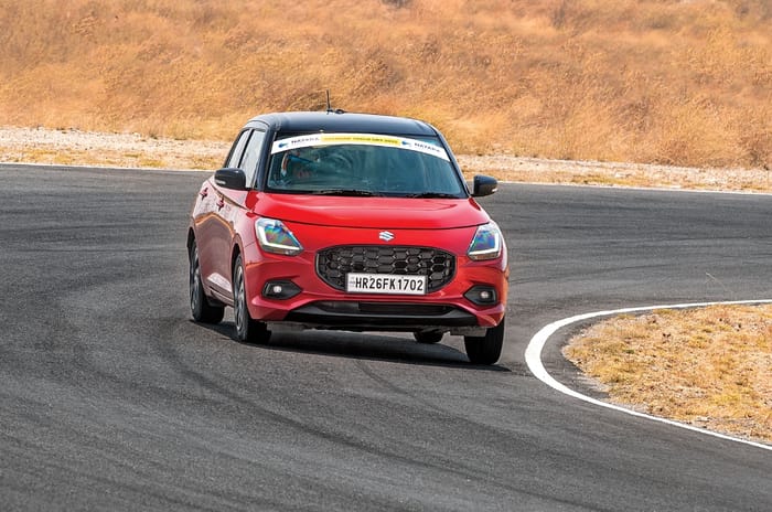 Maruti Swift cornering at CoaSTT race track