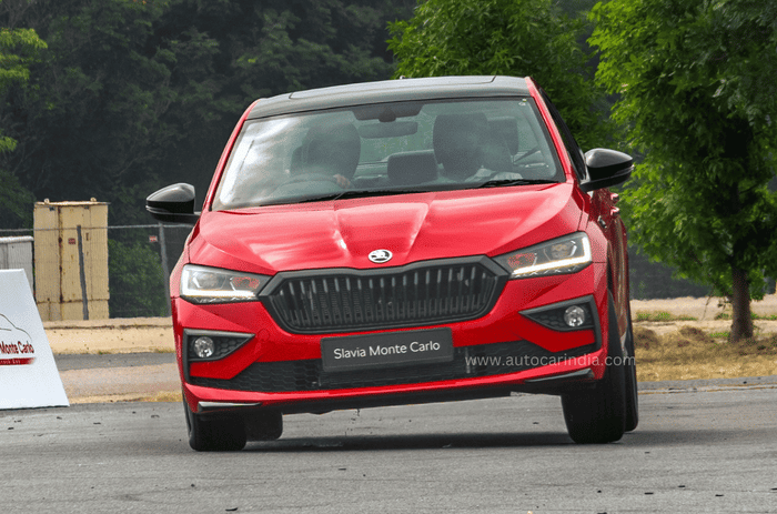 Skoda Slavia Monte Carlo front cornering Skoda Slavia Monte Carlo front cornering