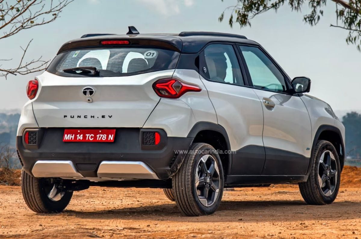 Pre-facelift Tata Punch EV rear quarter
