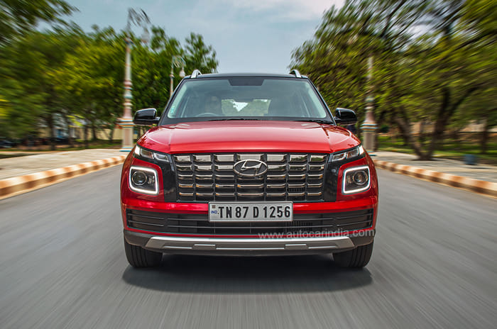 Hyundai Venue front shot LED headlight DRL chrome grille