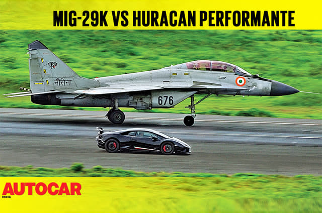 DRAG RACE: Lamborghini Huracán Performante vs Indian Navy MiG-29k video