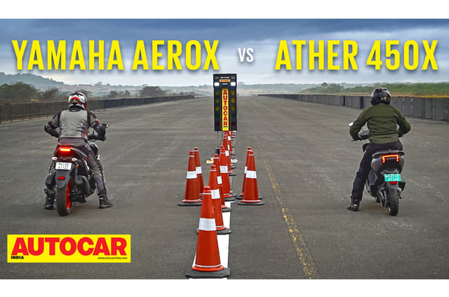 Yamaha Aerox 155 vs Ather 450X drag race video 