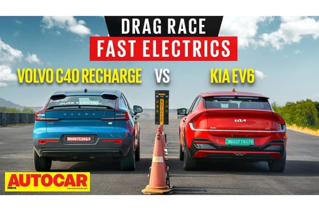 Volvo C40 Recharge vs Kia EV6 drag race video 