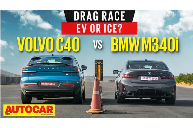 Volvo C40 Recharge vs BMW M340i drag race video 