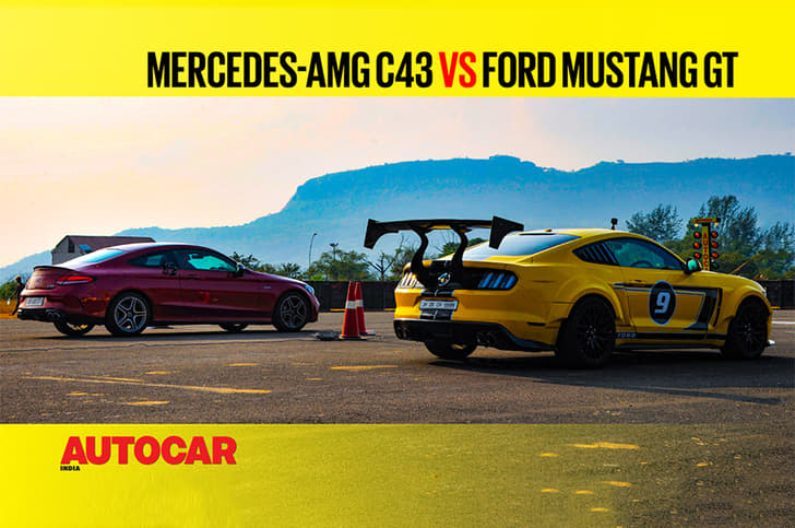 Autocar Drag Day: Mercedes-AMG C43 Coupe vs 450hp Ford Mustang GT Drag race video