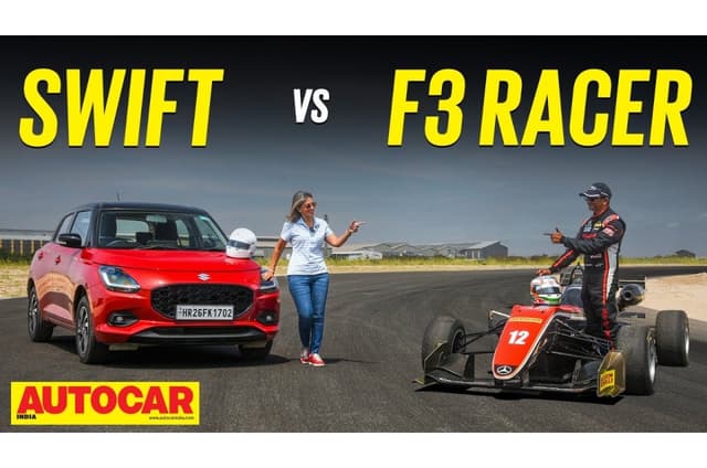 Maruti Swift vs F3 car on a race track video 