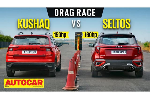 Skoda Kushaq vs Kia Seltos drag race video 