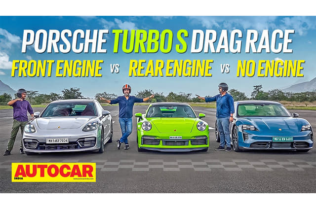 Porsche Taycan Turbo S vs Panamera Turbo S vs 911 Turbo S drag race video
