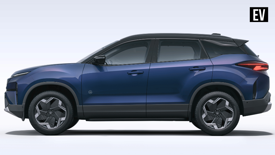 tata harrier ev side profile in studio