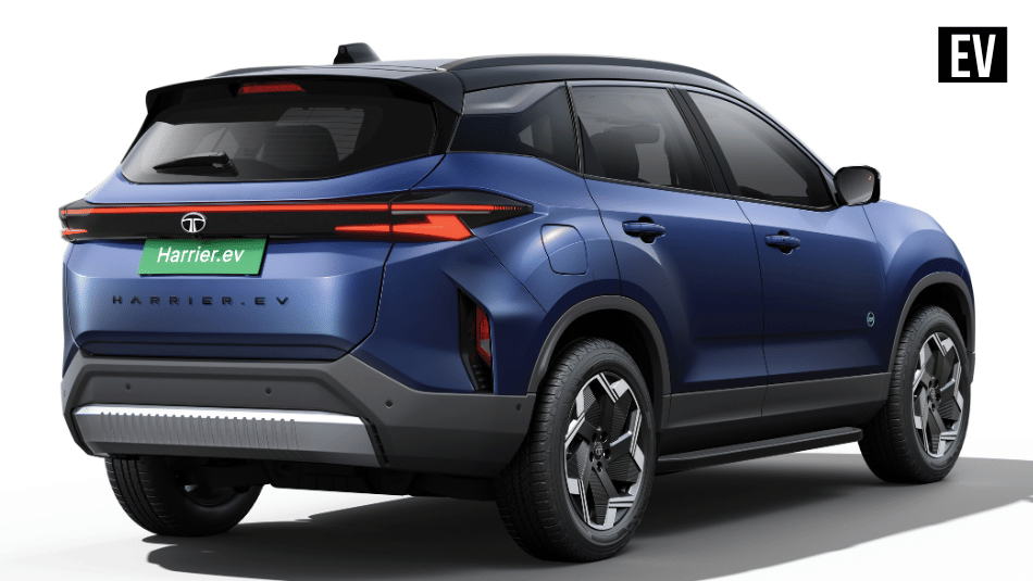 tata harrier ev rear in studio
